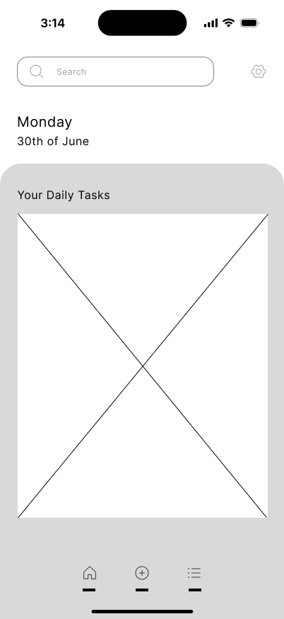 Welcome screen wireframe of Little Wins